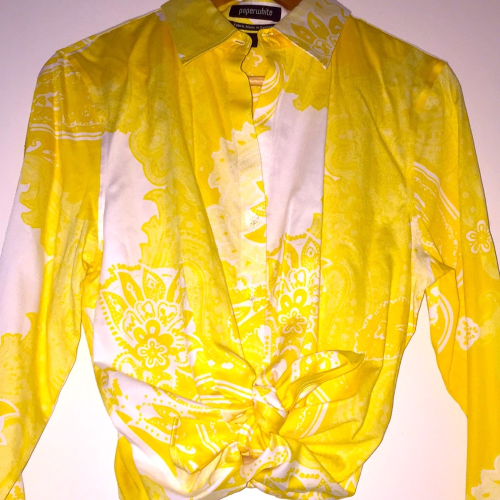 Paper White Yellow and White Blouse